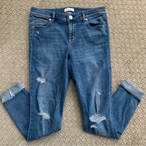 Lou & Grey Distressed, Raw edge, step hem, skinny jeans 27
